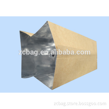 tin tie 100g coffee bean valve Kraft aluminium foil one way degassing four side seal gusset packaging bags